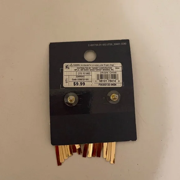 Universal Thread Gold Fringe Earrings Nickel Free - Picture 2 of 2